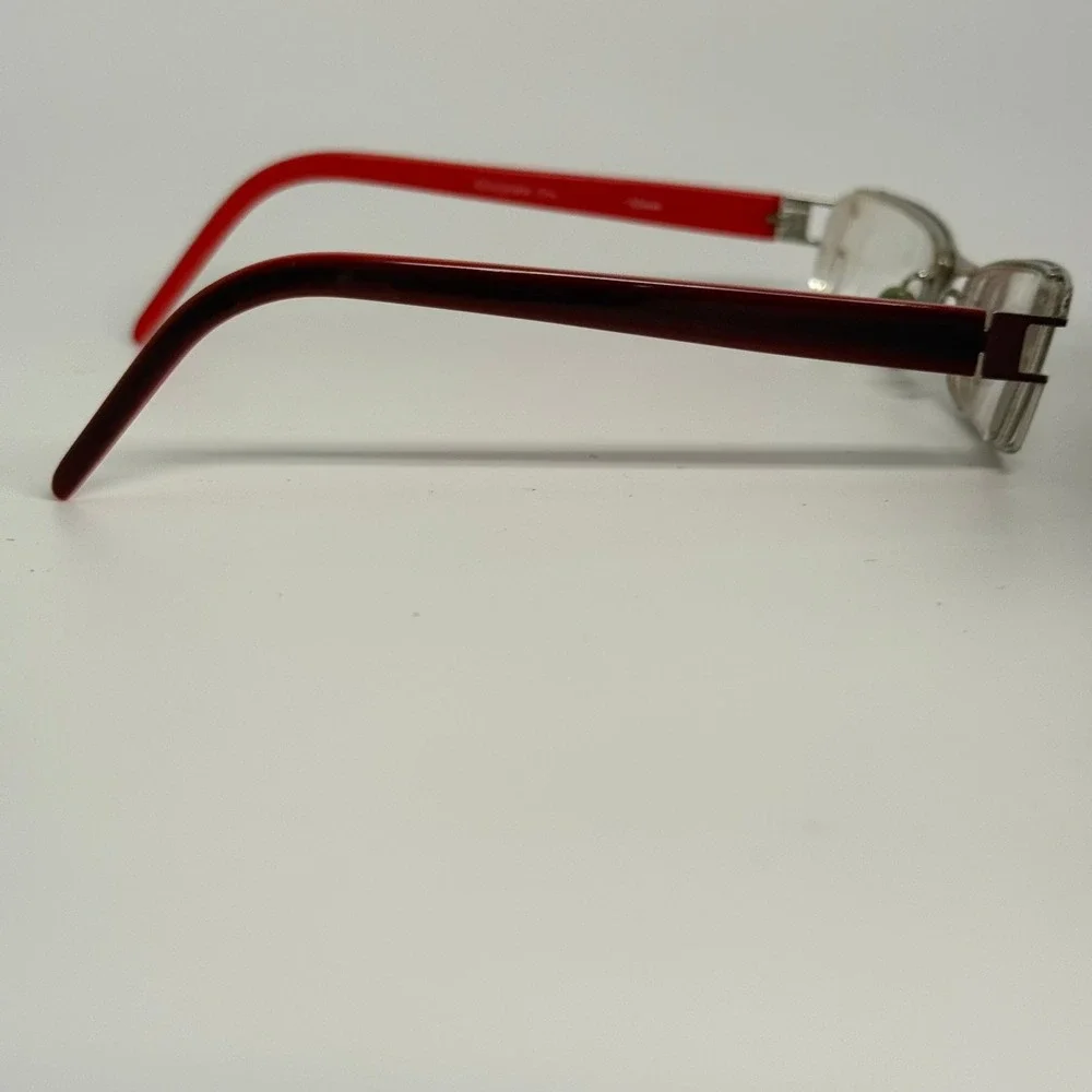 Bebe Eye Liner Eyeglasses Chocolate Cherry Red Rectangular Frames 130mm